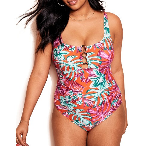 Andria Floral Blue Plus One Piece, XL-1X
