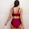 Anna-Kaci Swim Women's Two Piece Swimsuit with Mesh Trim Deep V Neck Bikini Top and High Waisted Ruched Bottoms - 4 of 4