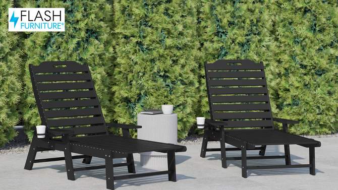 Flash Furniture Monterey Set of 2 Adjustable Adirondack Loungers with Cup Holders- All-Weather Indoor/Outdoor HDPE Lounge Chairs, 2 of 13, play video