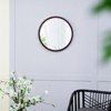 FONTOI 19.7" Circle Wall Mirror with Wooden Frame and Walnut Finish Contemporary Wall Decor for Living Room Dining Room Entryway or Office, Brown - 4 of 4