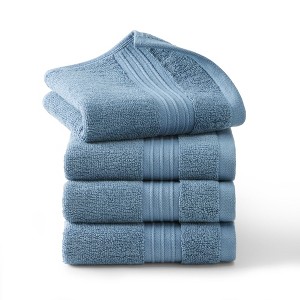 TOWN & COUNTRY EVERYDAY 4-Piece Solid Dobby Border Washcloth Set - 1 of 4