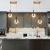 LNC Irma 2-Lights 13" Luxury and Glam Circular Disc Integrated LED Glass Chandelier , Gold with Textured Glass - 4 of 4