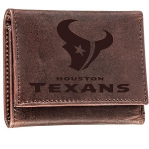 Evergreen NFL Houston Texans Brown Leather Trifold Wallet Officially Licensed with Gift Box - 1 of 1