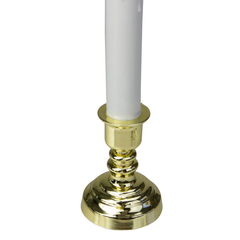 Northlight 8.5" Battery Operated LED Christmas Candle Lamp with Automatic Timer - White/Gold, 3 of 5