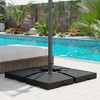 Outsunny 4 Pieces Cantilever Patio Umbrella Base, Outdoor Offset Umbrella Weights, 176 lbs Capacity Water or 264 lbs Capacity Sand  Plates Set, Black - 3 of 4