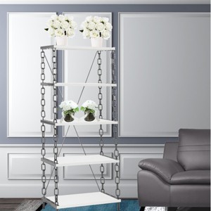 INFURNIC Decorative Bookshelf Industrial Chic Display Shelf with Powder-Coated Chain Frame, White, 23.62"*11.81"*67.32" - 1 of 4