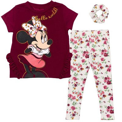 Disney Minnie Mouse Baby Girls Ruffle T-Shirt Legging Set Maroon/Off-White 