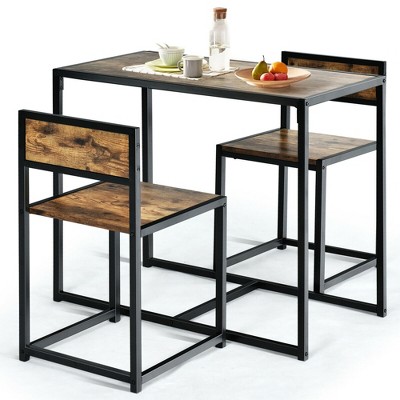 Tangkula 3pcs Dining Set Compact Table and 2 Chair Home Kitchen Breakfast Antique