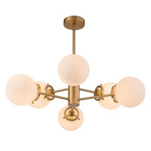 LLHZSY Modern Transitional 6-Light Sputnik Ceilling Chandelier Globe Frosted Glass 30 7/10" Wide Light Fixture for Dining Room-Gold - 1 of 4