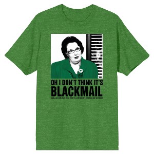 The Office I Don't Think It's Blackmail Crew Neck Short Sleeve Men's Irish Green Heather T-shirt - 1 of 3