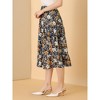 INSPIRE CHIC Women's Tiered A-line Flare Swing Elastic Waist Ruffle Floral Skirt - 4 of 4