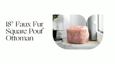 18 Faux Fur Square Pouf Ottoman Pink - Wovenbyrd : Target