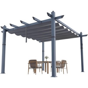 Outdoor Pergola Metal Gazebo with Retractable Canopy - 1 of 4