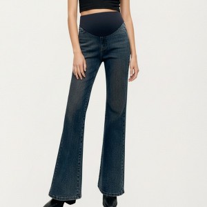 Anna-Kaci Women’s Maternity Full Panel Flare Jeans with Stretch Knit Belly Band Soft Denim Fabric and Comfortable Bootcut Fit - 1 of 4