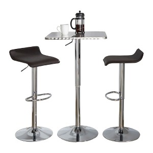 3-Piece Bar Height Dining Set with Adjustable Table and 2 Upholstered Stools - 1 of 4