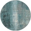 Teal Blue And Ivory Abstract Washable Indoor Outdoor Area Rug - 4 of 4