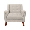 Mid-Century Modern Armchair with Tufted Waffle Stitch, Rubber Legs, and Engineered Wood Frame with Warm Finish - 2 of 4