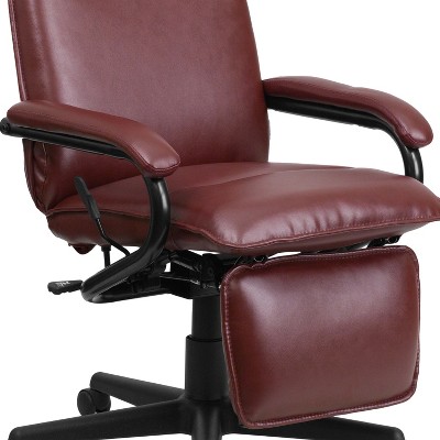 Burgundy High-Back LeatherSoft Swivel Executive Chair with Footrest