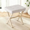 FONTOI Square Linen Makeup Stool Footstool Chair for Vanity, Modern Padded Seat Foot Rest for Makeup Room, Entryway, 16.9"*12.9"*17.7" - 2 of 4