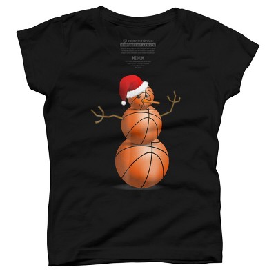 Girl's Design By Humans Christmas Basketball By NekoShop T-Shirt