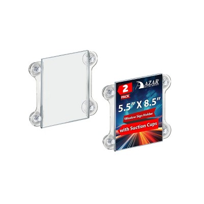 Clear Acrylic Vertical Sign Holder Frame with Suction Cups, 2-Pack