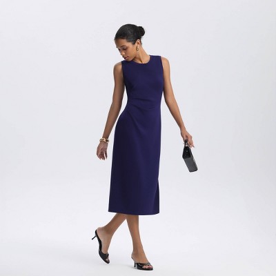 Женские платья A New Day Women's Draped Midi A-Line Dress - A New Day™ Navy Blue S — фото 3