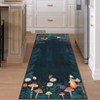 Floral Bordered Accent Carpet, Non-Slip Geometric Floor Cover, Stain-Resistant Low Pile Indoor Mat for Playroom, Living Room - 2 of 4