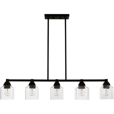 Aragon 5-Light Linear Chandelier in Black with Clear Seeded Glass