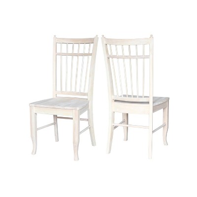 Elegant High-Back Slat Side Chair in Rich Brown Wood, Set of 2