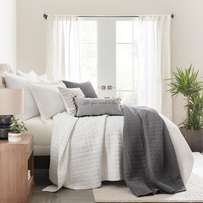 Charcoal Microfiber Twin Quilt and Sham Waffle Set