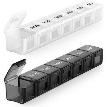 Sukuos XL Weekly Pill Organizer 2 Pcs, Daily Pill Cases for Pills, Vitamins, Fish Oils & Supplements