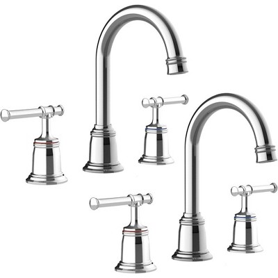 Whizmax Classical 8 inch Bathroom Faucet with Pop Up Drain and Lead-Free Hose, Bathroom Faucets for Sink 3 Holes, 2-pc