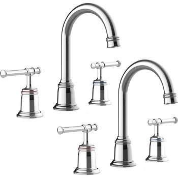 Whizmax Classical 8 inch Bathroom Faucet with Pop Up Drain and Lead-Free Hose, Bathroom Faucets for Sink 3 Holes, 2-pc