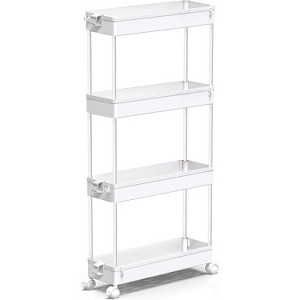 MaseiKar Slim Rolling Storage Cart 4 Tier Bathroom Organizer Mobile Shelving Unit Utility Cart Tower Rack for Kitchen Laundry Narrow Places - 1 of 4