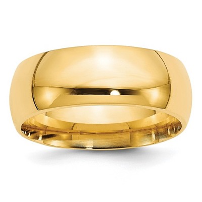 Black Bow Jewelry 7mm or 8mm 10K Yellow Gold Domed Comfort Fit Band
