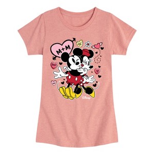 Girls' - Disney - Mickey Minnie Heart Fitted Short Sleeve Graphic T-Shirt - 1 of 4