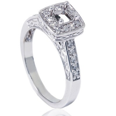 Pompeii3 1/4ct Vintage Semi Mount Engagement Ring 14K White Gold