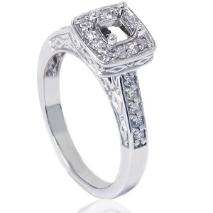 Pompeii3 1/4ct Vintage Semi Mount Engagement Ring 14K White Gold - 1 of 4