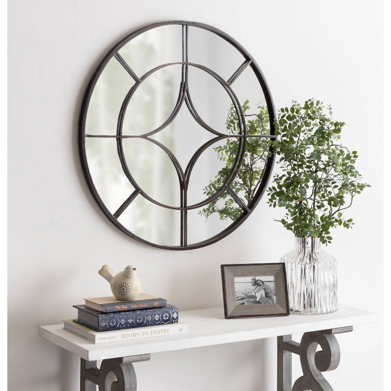 Kate & Laurel All Things Decor 30" Angelis Modern Round Wall Mirror Framed Circle Mirror with Metal Overlay, 5 of 6