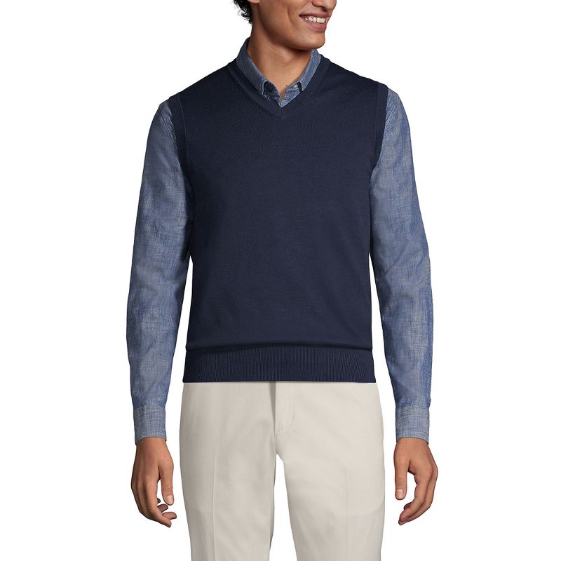 Lands' End Men's Fine Gauge Supima Cotton Sweater Vest, 1 of 3