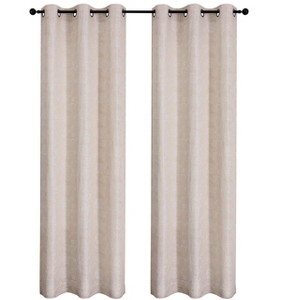 Kate Aurora 2 Piece Versailles Floral Grommet Top Window Curtain Panels - 1 of 4