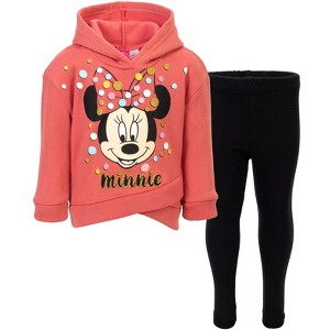 Disney Minnie Mouse Mickey Mouse Girls Pullover Fleece Hoodie and Leggings Outfit Set Toddler - 1 of 4