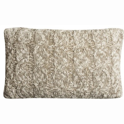Stone and Natural Chunky Knit Rectangular Throw Pillow