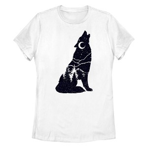Women's Lost Gods Night Wolf Silhouette T-Shirt - 1 of 4