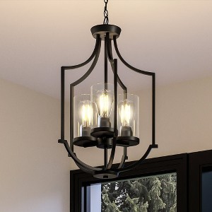 Urban Ambiance Luxury Contemporary Chandelier 26''H x 16.625''W,  Midnight Black Finish,  Mesa Collection, UHP4375 - 1 of 4