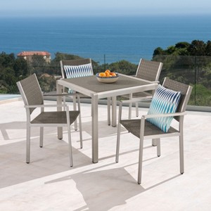 Christopher Knight Home Cape Coral Outdoor Aluminum and Wicker 5 Piece Dining Set - 1 of 4
