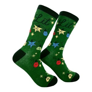 Crazy Dog Women's Lit Socks Funny Sarcastic Christmas Lights Graphic Novelty Footwear for Ladies - 1 of 4