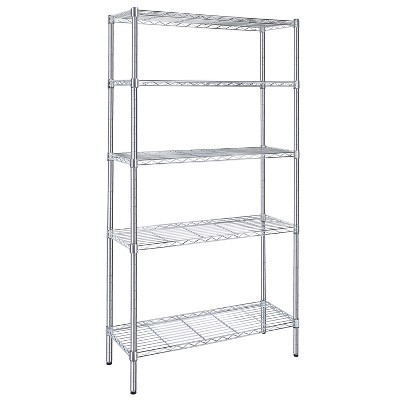 Vynxaria Chrome 5-Tier Utility Storage Shelves, Adjustable Wire Organizer, 36" W x 13.8" D x 71.8" H