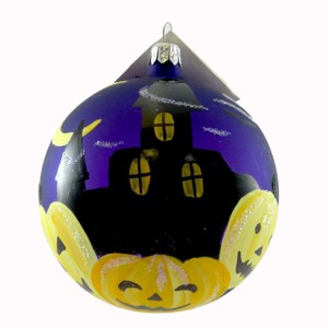 Laved Italian Ornaments 3.5 Inch Haunted House Ball Halloween Tree Ornament , Pumpkins Halloween Moon (1PC) - 1 of 2