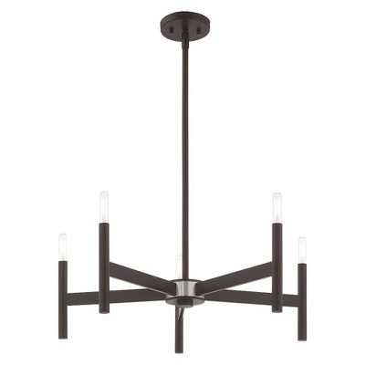 Bronze 5-Light Mid-Century Modern Chandelier